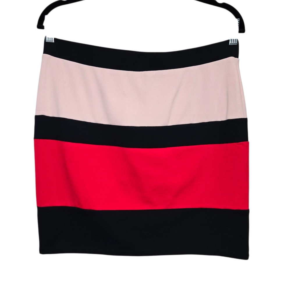 English Factory Color Block Women's Skirt - Black, Pink, Red